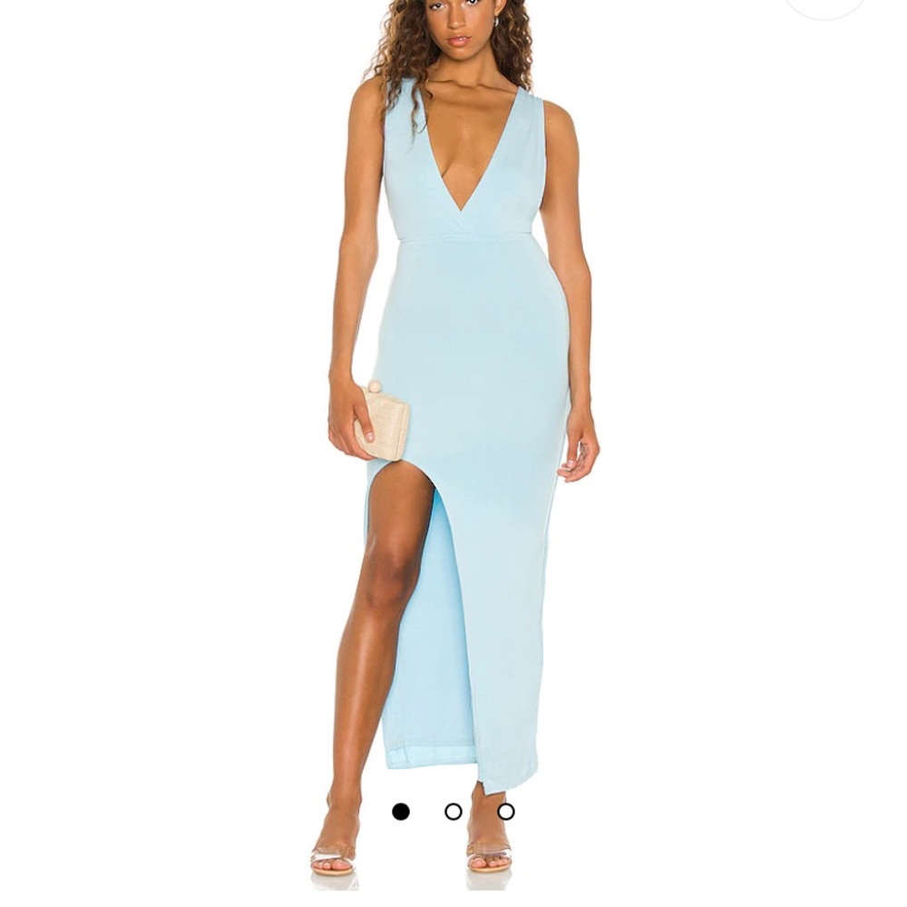 Erika Deep V Jersey Maxi in Baby Blue